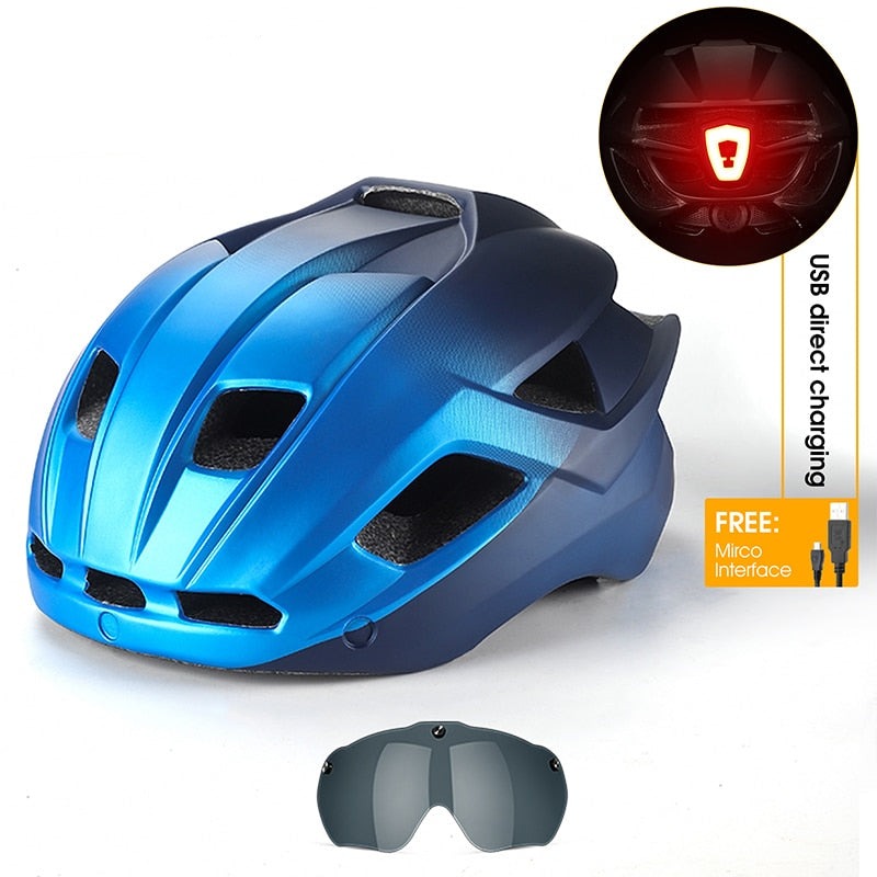 Casque vélo de route avec visière & LED Pédale Maurice